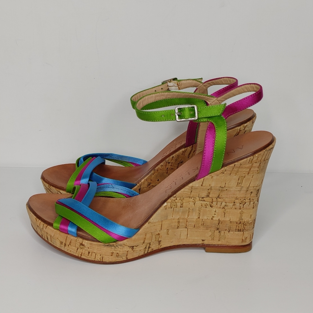 Anne Klein Wedge Sandals Size 7 M Cork Colorful Heels